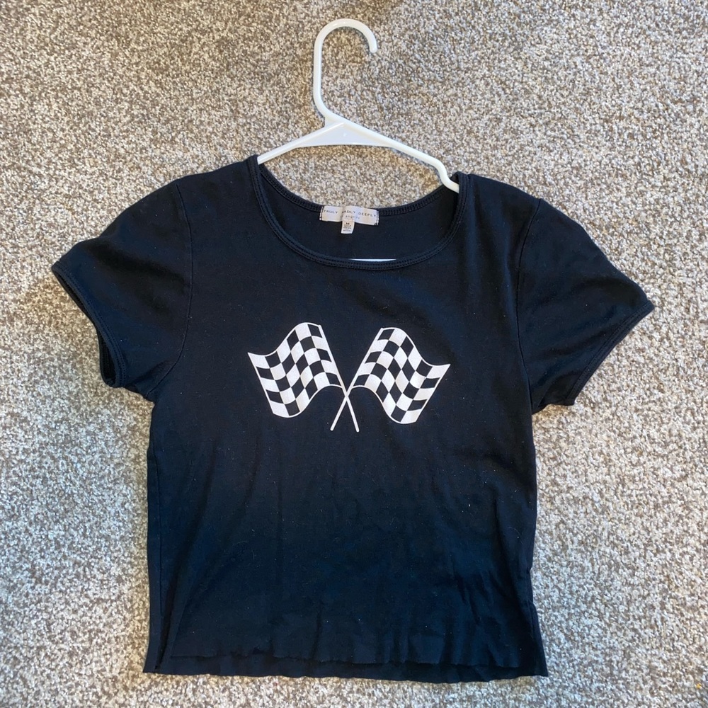 Truly Madly Deeply Racing Flags Cropped Tee